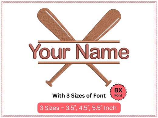Baseball Bat Monogram Embroidery Design | Sports Machine Embroidery Pattern With BX Font | Instant Download Digital File – 3 Sizes - Etsy