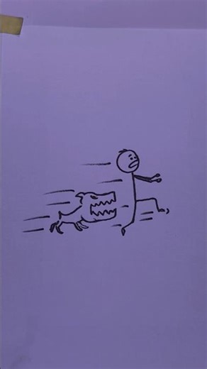 A Man Running While a Dog Chases Him #art #shots #drawing #dog #running