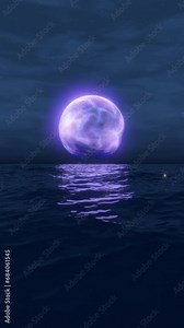 Futuristic Scape Background. Moonscape with projection of the hologram of the planet rotates above the horizon with sea, sky, clouds, star and space. Vertical animated video content, stock video.