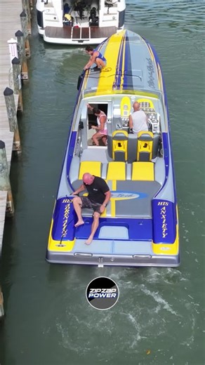 Dinosaur juice makes the best sounds! Nor-Tech power boat off the dock!