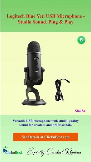 Logitech Blue Yeti USB Microphone - Studio Sound, Plug & Play