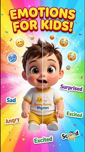 "Learn EMOTIONS with Cute Baby! 😊😢😠 | Kids Learning Video"| Sunny bunny rhymes