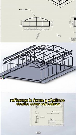 DISEÑO Y PLANOS DE FABRICACIÓN TECHO CURVO, #estruturametalica #arquitectura #mantenimiento