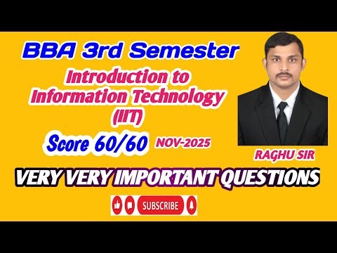 Introduction to information Technology |I Important Questions 2025 || BBA 3rd Semester || OU
