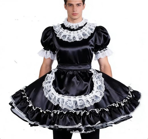 Lockable Sissy Satin Dress Maid Cosplay Costume Tailor-made Maid Women and Men - Etsy