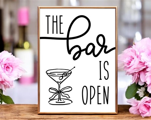 Wedding Bar Sign, Reception Decor, Open Bar, Drink Station Printable (digital Download) - Etsy