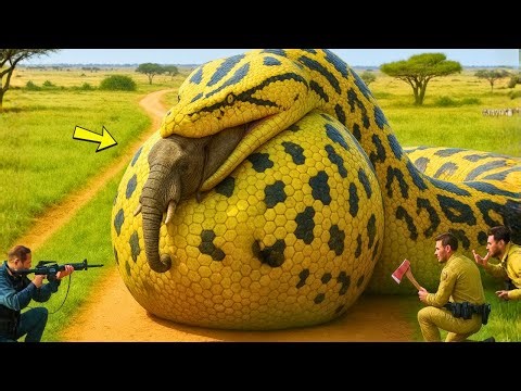 Brave Heroes Save Poor Elephant From Giant Yellow Python’s Deadly Attack