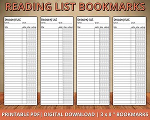 Reading List Bookmark, Printable Library Card Bookmarker, Reading Log Bookmark - Etsy