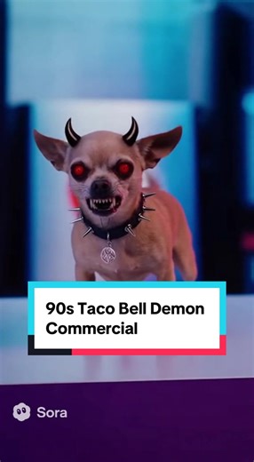 Lost 90s commercial of Taco Bell kids (and chihuahua) possessed by the devil. #tacobell #ai #sora2 #90s #halloween