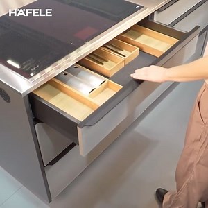 Häfele drawers are designed with soft closing mechanisms that allow the drawers to gracefully glide to a silent close, adding a touch of elegance to your kitchen vibe. Less slamming also means less wear and tear, extending the lifespan of your drawers and keeping your belongings safe and sound. Experience the difference with Häfele soft closing drawers – where functionality meets finesse. Upgrade your kitchen today and discover the joy of silent, smooth closing drawers that elevate both style an