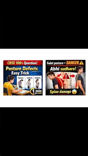 Physical education # Posture Defects Easy Trick | Kyphosis Lordosis Scoliosis in 1 Min 😱