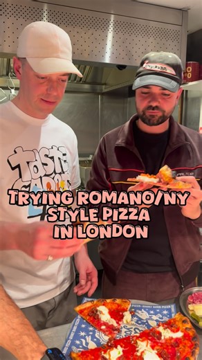 Taste Cadets on Instagram: "Went down to try some Romano/NY pizza man made by an Italian in London. Hugo is doing some great work out there in this new wave London pizza scene and it makes us very happy. It’s a unique blend of very thin simple Roman style pizza with the added no rules ethos of the NYC pizza which makes it- tbh it just tastes really good basically and he’s smashed it. Cheers x 📍Short Road Pizza"