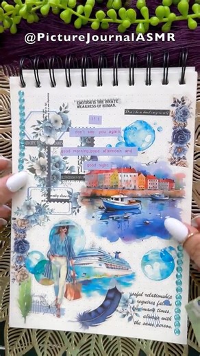 Blue Sea view ASMR Journal #asmr #scrapbooking #journal #shorts #asmrvideo #stickerbook