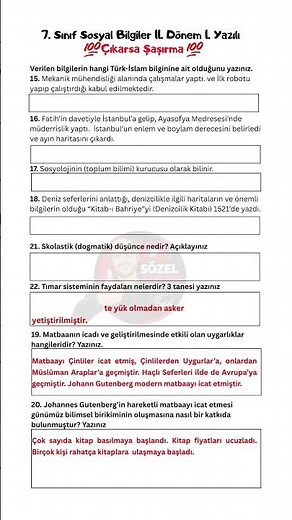 7th Grade Social Studies 2nd Term 1st Written Exam Questions #exam #socialstudies