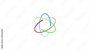 Animated of atom icon. Rotating electrons and pulsating nucleus line animation. Atomic structure.