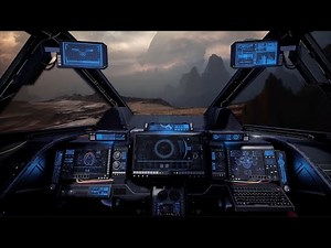 Sci-Fi Spaceship Cockpit: Alien planet flyover. Surface Patrol. 1H ASMR Ambience