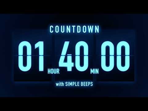 1 Hour 40 Minute Countdown Timer 🔵 Flip Clock with Simple Beeps