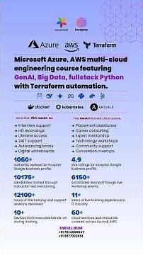 Azure, AWS cloud course featuring GenAI, Big Data, fullstack Python, & Terraform - 2025 | Inceptez