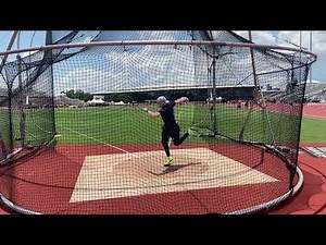 Mykolas Alekna non-reverse discus training throw at Texas before the 2023 NCAA Championship meet.