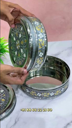 Meenakari Steel Papad Dabba | Decorative Papad Storage Box