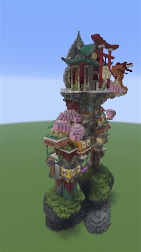 Chinese Dragon House 🐉 Minecraft Build | Flat World Showcase #shorts #minecraft #creativesurvival