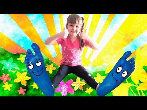 Alisa Plays with colored paints for Hands and Feet Painting