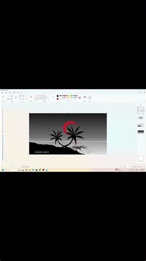 Red Moon and coconut tree ms drawing #drawing #art #digitalart