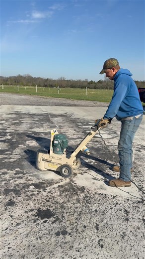 Grinding concrete to remove melted plastic from a fire #grind #concrete #fire #rv #melting #plastic