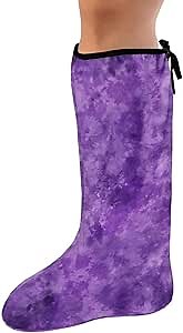 Cast Cover for Leg Stretch Purple Marble Leg Plaster Sleeve Breathable Leg Cast Protector Below The Knee Leg Cast Sleeve for Foot Leg Anti Scratch Leg Cast Cover Decorative Small