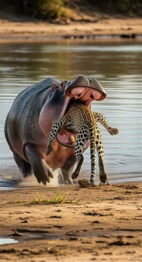 Hippo Smash a Leopard in Seconds Unbelievable Power Showdown #wildlife #nature #animals