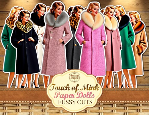 1950s Touch of Mink Paper Doll Fussy Cuts, Junk Journal, Retro Ephemera, Printable Female Paper Dolls, Retro Fashion Scrapbooking - Etsy Canada