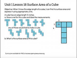 Surface Area of a Cube Grade 6 Unit 1 Lesson 18
