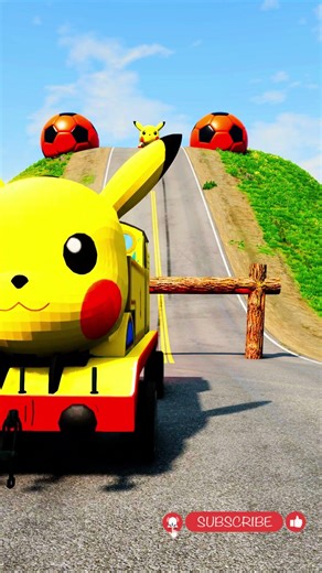 Pikachu Monster Truck Extreme Jump! 😱 #shorts #beamngdrive