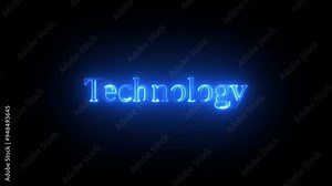 Neon lighting "Technology" text animation on background ,glow lighting text animation Stock Video