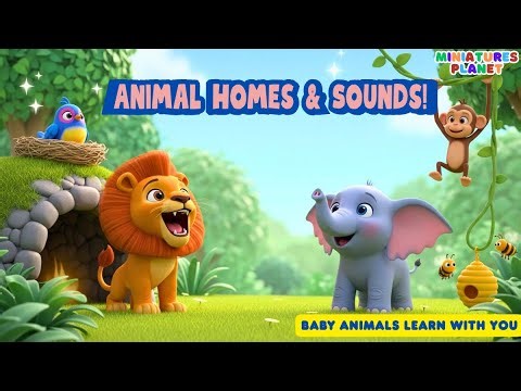 Animal Homes & Sounds for Kids | Baby Animals Learn in the Jungle 🦁🐘🐒🐝