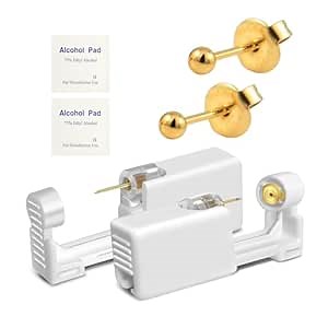 2 Pack Disposable Ear Piercing Gun Kit Safe Home Use Ear Piercing Tool with 4mm Cubic Zirconia Earring Stud Preloaded（274#）