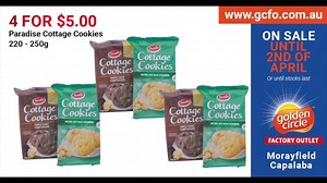 8.6K views · 129 reactions | It’s specials time and we have so many goodies here to choose from  Get your afternoon sugar fix with Cottage Cookies and/or Cadbury Dairy Milk Blocks, 4 for $5!   There are other gems in there so take a look and see what you can find. On sale until April 2nd or until stocks run out. | Golden Circle Factory Outlet | Facebook