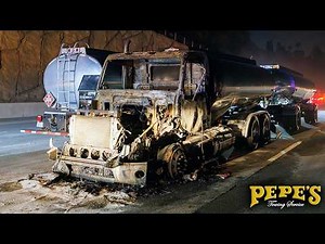 Fuel Tanker Truck EXPLOSION Shuts Down Freeway