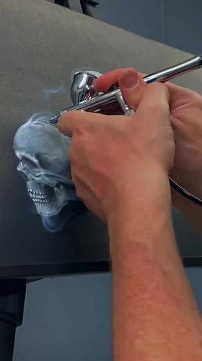 Skulls airbrushed using my Skull Tools template set by AirShot stencils 💀 #skulls #skullart #skullairbrush #fyp #foryouart #airbrushart