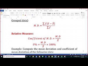 Lecture # 7 Mean Deviation & Standard Deviation