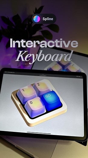 Marina Budarina on Instagram: "Interactive keyboard in Spline 奈 You can use it directly on your website Full tutorial is available on @splinetool official YouTube channel. I just tweaked styling and changed keys materials to glass + gradient depth."