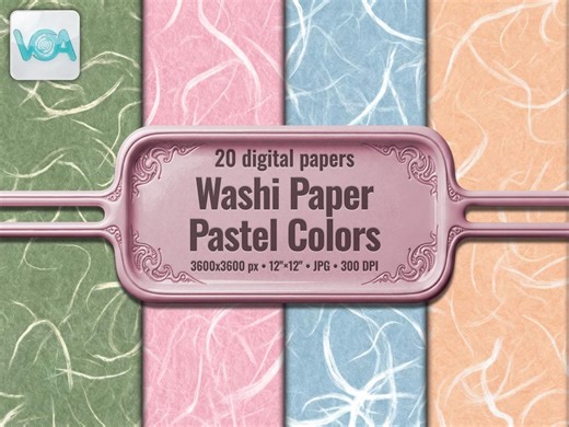 Washi Paper Pastel Colors Digital Paper, 20 Japanese Mulberry Textures, Rice Paper Backgrounds, for Junk Journal, Scrapbooking, Origami - Etsy