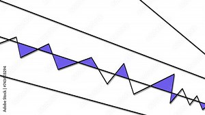 Stretched cables or ropes. On one of them hang colored flags that change in color and shape.