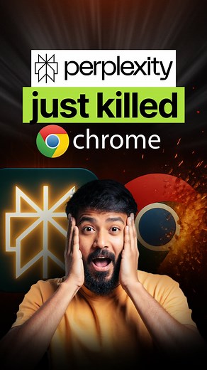 Vaibhav Sisinty on Instagram: "Perplexity’s new AI browser Comet might just replace Chrome forever🤯 . . . . . . . . . . . . . . . . . . [Perplexity Comet, AI browser, Chrome alternative, AI tools 2025, productivity tech, browser upgrade, AI assistant browser, Perplexity browser, Chrome vs Comet, intent-based browsing, workflow AI, tech trends, Comet browser features, AI for work, research tools, no tabs, productivity browser, smart browsing, AI workspace, smart browser, digital assistant, AI-po