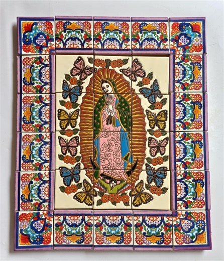 21" X 25" Ceramic Tile Mural, Mexican Talavera Mosaic Wall Backsplash Hand-painted Art. - Etsy