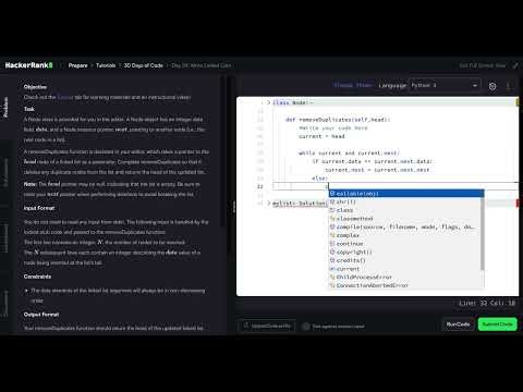 HackerRank Python 30 Days of Code - Day 24: More Linked Lists