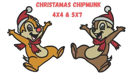 Christmas Chipmunk Machine Embroidery Design | Santa Hat, Candy Cane (4x4 & 5x7 Hoop) - Etsy Canada