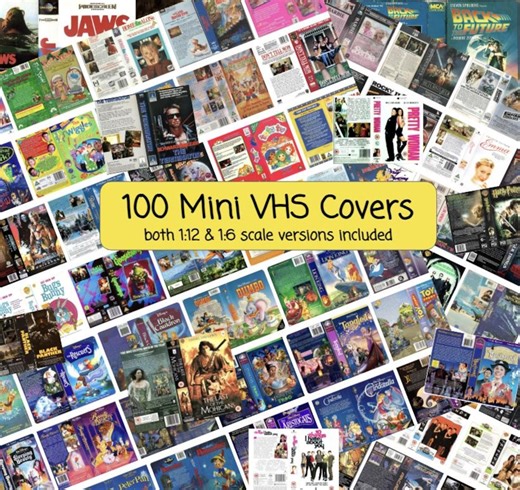 100 Mini VHS Covers for 1:12 Scale Miniature Dollhouse Printable PDF - Etsy
