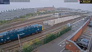 28K views · 491 reactions | Disguised Deltic in Derby The Deltic Preservation Society #Class55 #Deltic 55009 'Alycidon' carrying as yet unrevealed number and nameplate, moves in preparation for Saturday's UK Railtours 'The Coronation Deltic' ℹ️ 0Z54 Barrow Hill Roundhouse Railway Centre to #Burton Wetmore  #Derby Rail Operations Group  18/08/23 | Railcam | Facebook