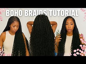DIY Boho Braids at Home | Easy Knotless Braids Tutorial with curls (Beginner Friendly!) ft HotBraids
